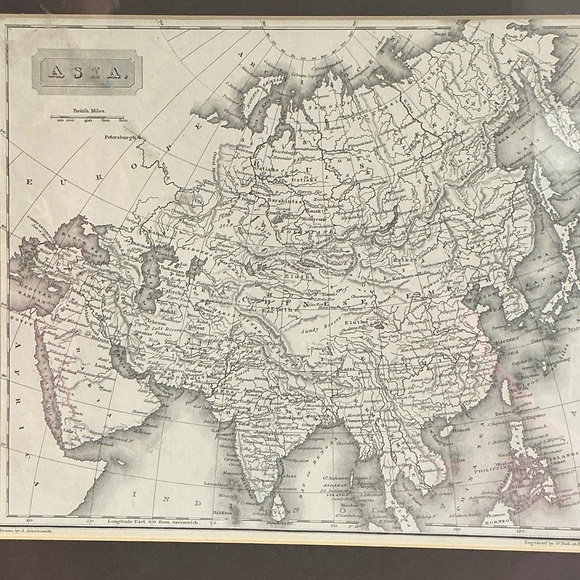 Antique 1817 Map of Asia A. Arrowsmith Framed, Original